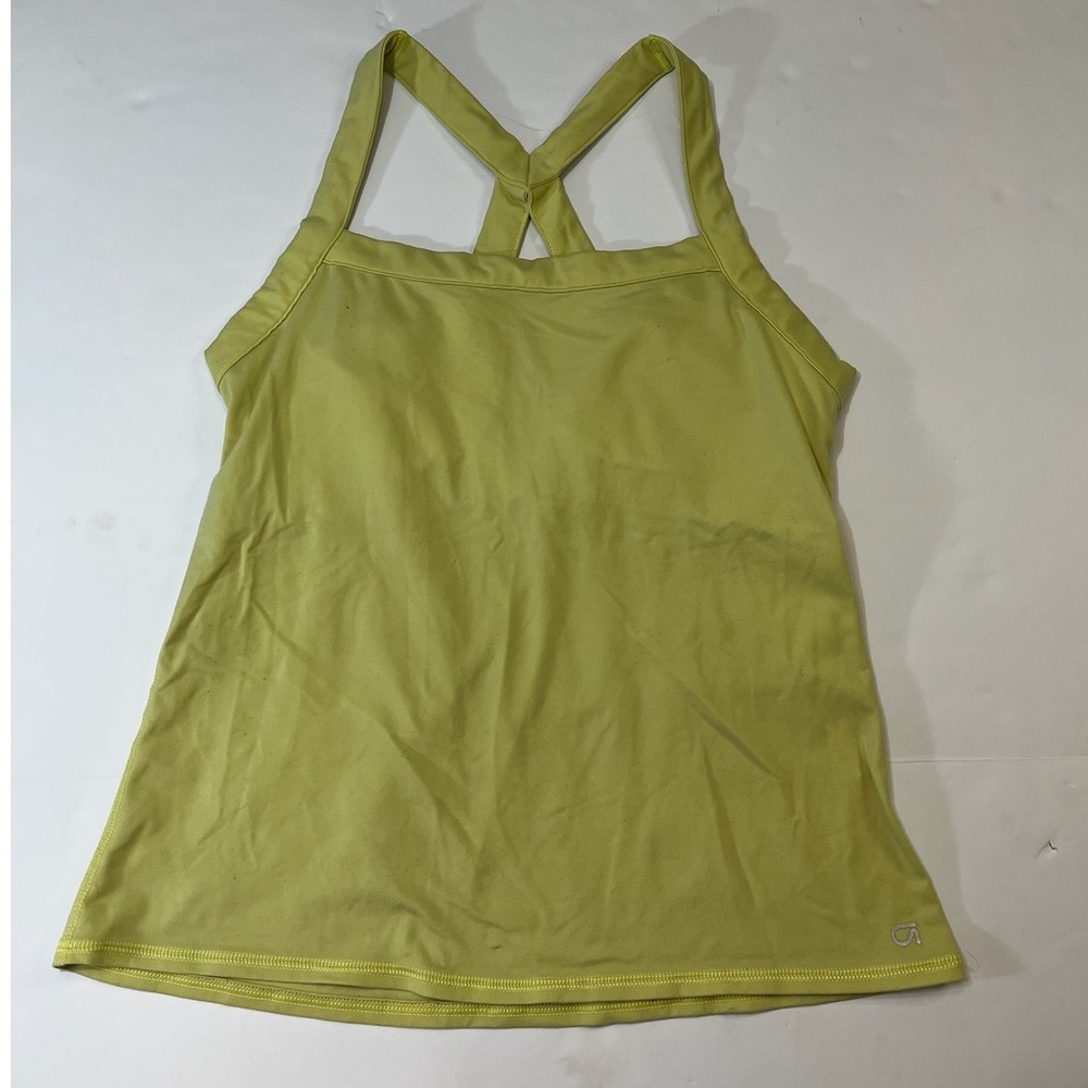 GapBodyFit Tank Top Women Medium Lime Green Good Strappy Back Shelf Bra